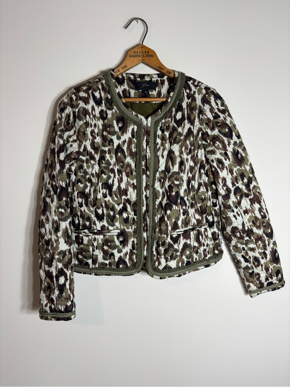 J.Crew Woman’s Quilted Lady Jacket Cheetah XS
